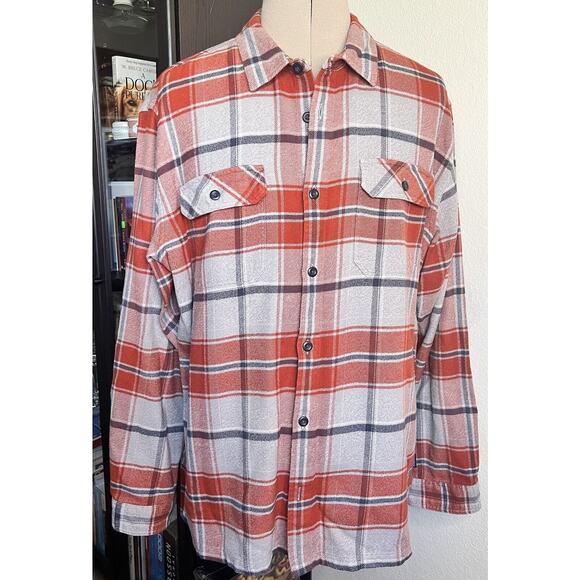 Patagonia Organic Cotton Plaid Soft Flannel Button Up Shirt Men XL Pumpkin - Picture 5 of 16